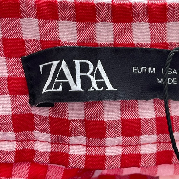 Zara new with tags gingham print mini flare trousers in a size medium - Picture 3 of 13
